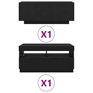 Sestava TV skříněk Nástěnný 2 pcs Černá 180 x 35 x 40 cm - obrázek 6