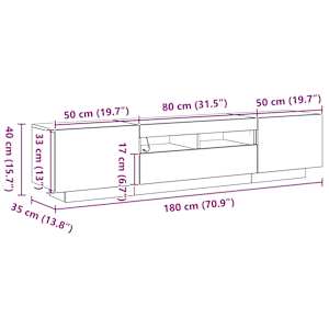 Sestava TV skříněk Nástěnný 2 pcs Černá 180 x 35 x 40 cm - obrázek 12