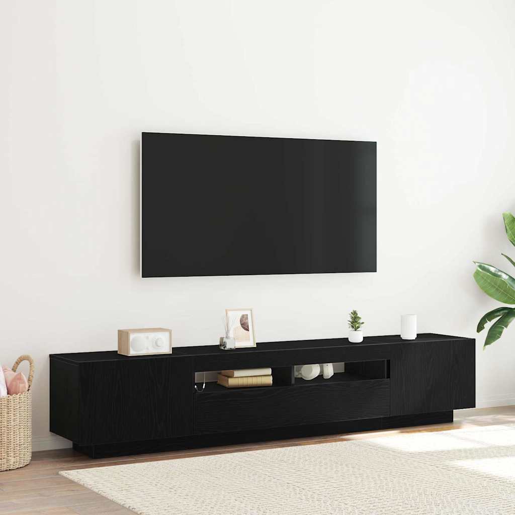 LED TV-Schrank Schwarz Eiche 200x35x40 cm Holzwerkstoff