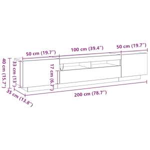 Sestava TV skříněk Nástěnný 2 pcs Černá 200 x 35 x 40 cm - obrázek 11