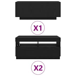 Sestava TV skříněk Nástěnný 3 pcs Černá 260 x 35 x 40 cm - obrázek 9