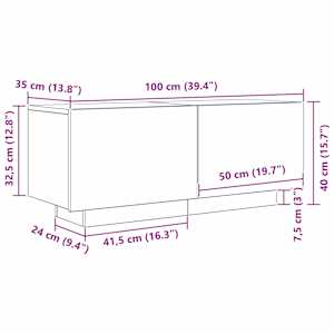 Televizní skříň Černý dub 100 x 35 x 40 cm kompozitní dřevo - obrázek 10