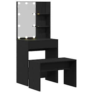 LED Toaletní stolek Set 2 pcs Černý dub kompozitní dřevo - obrázek 5