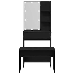 LED Toaletní stolek Set 2 pcs Černý dub kompozitní dřevo - obrázek 9