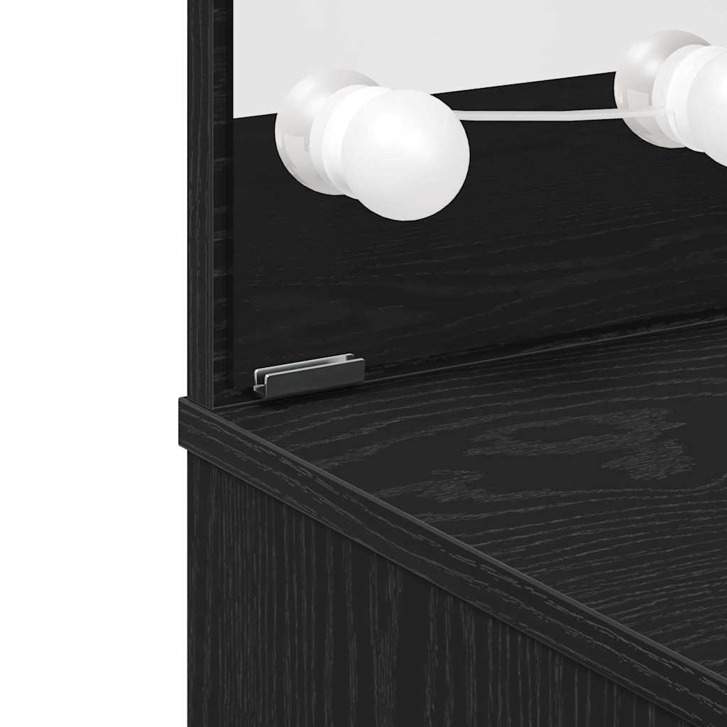 LED Toaletní stolek Set 2 pcs Černý dub kompozitní dřevo - obrázek 13