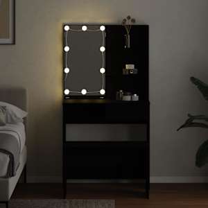 LED Toaletní stolek Set 2 pcs Černý dub kompozitní dřevo - obrázek 4