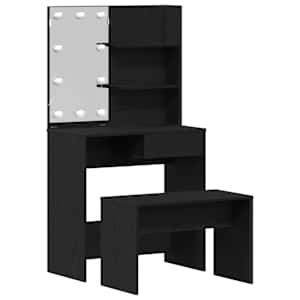LED Toaletní stolek Set 2 pcs Černý dub kompozitní dřevo - obrázek 2