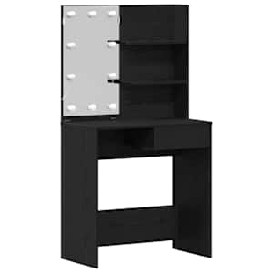 LED Toaletní stolek Set 2 pcs Černý dub kompozitní dřevo - obrázek 7