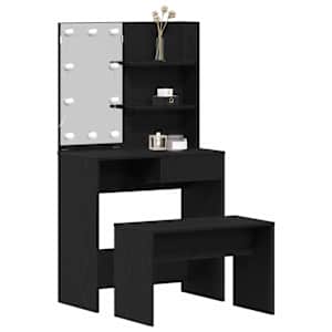 LED Toaletní stolek Set 2 pcs Černý dub kompozitní dřevo - obrázek 3