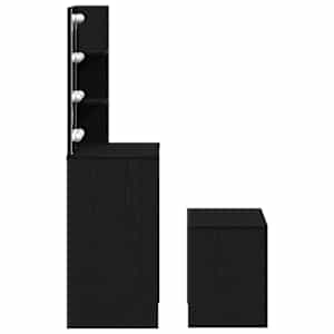 LED Toaletní stolek Set 2 pcs Černý dub kompozitní dřevo - obrázek 10