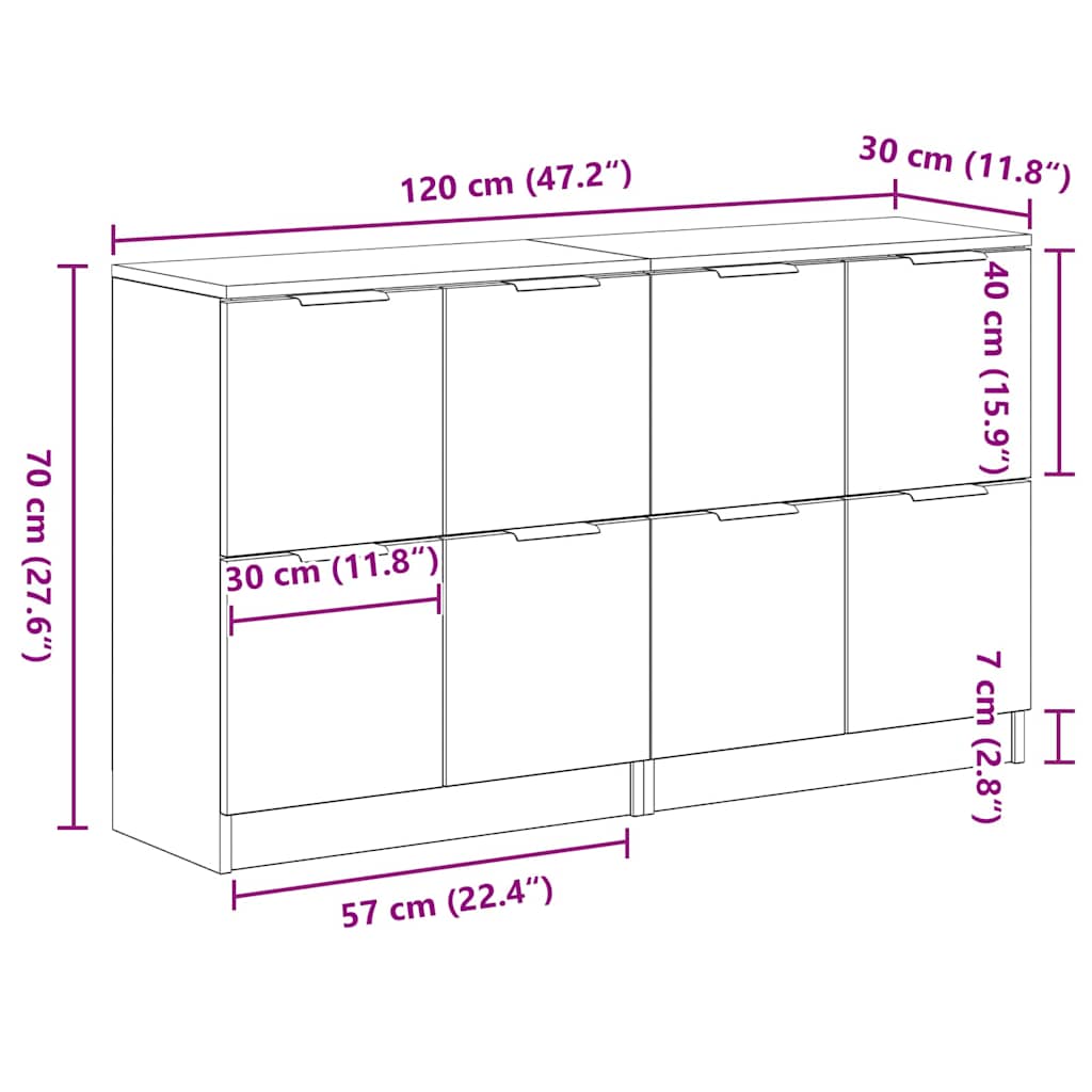 Servírovací skříň 2 pcs Černý dub 60 x 30 x 70 cm - obrázek 13