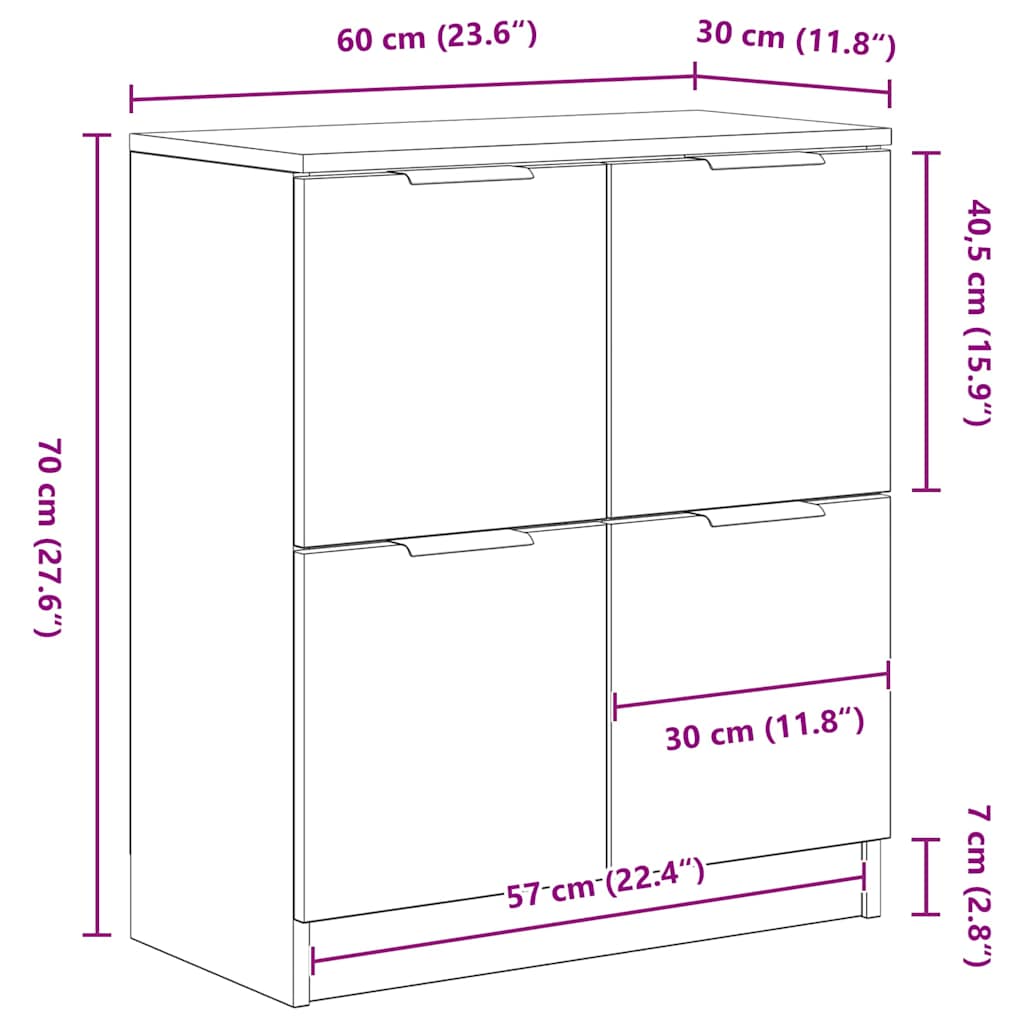 Servírovací skříň 2 pcs Černý dub 60 x 30 x 70 cm - obrázek 14