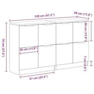 Servírovací skříň 2 pcs Černý dub 60 x 30 x 70 cm - obrázek 13