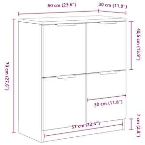 Servírovací skříň 2 pcs Černý dub 60 x 30 x 70 cm - obrázek 14