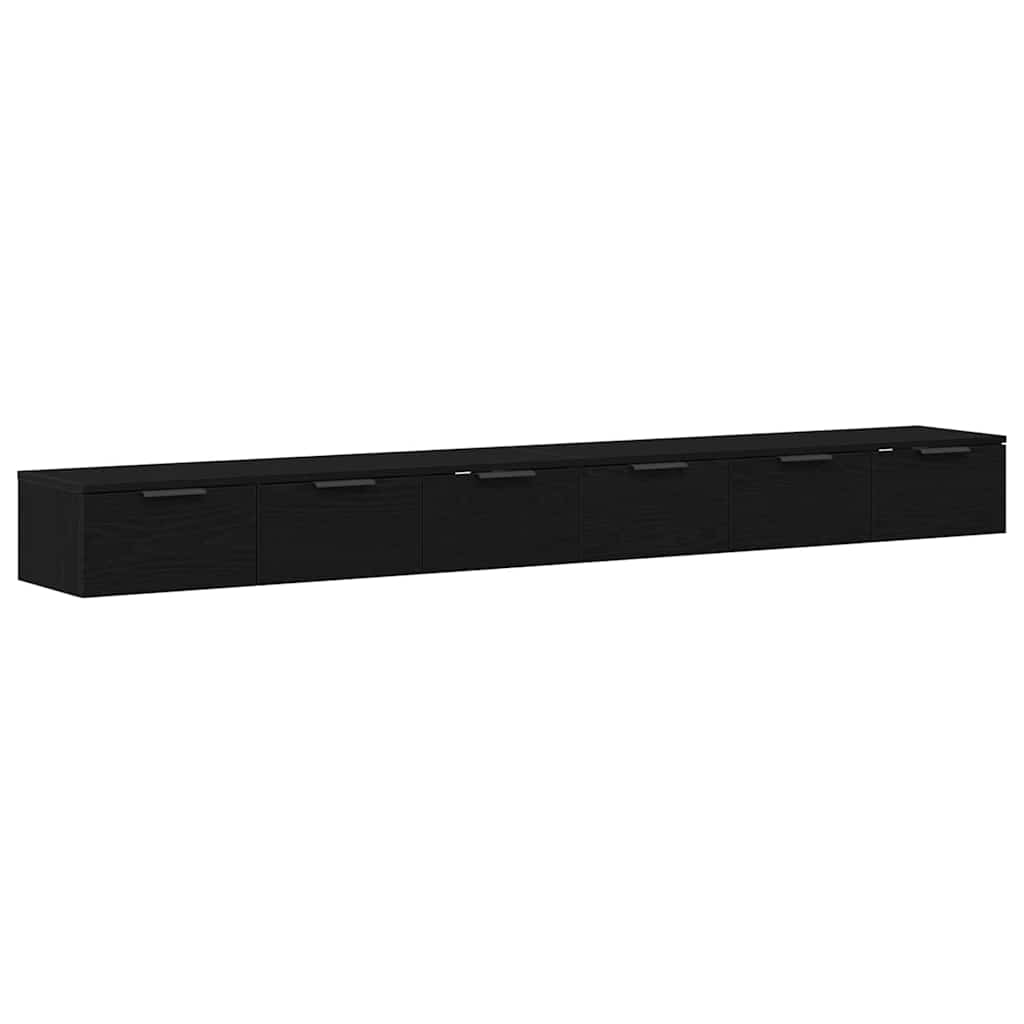 seinäkaapit 2 kpl Musta tammi 102x30x20 cm Tekninen puu