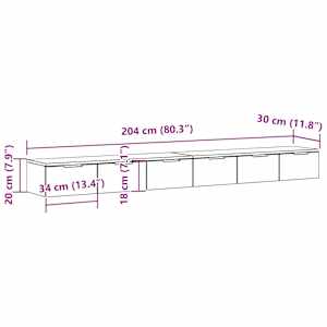 Nástěnná skříň se zásuvkou 2 pcs Černý dub 102 x 30 x 20 cm - obrázek 12