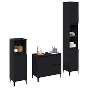 Sada koupelnového nábytku 3 pcs Černý dub Skládané dřevo a kov - obrázek 3