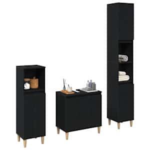 Sada koupelnového nábytku 3 pcs Černý dub Skládané dřevo a kov - obrázek 3