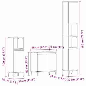 Sada koupelnového nábytku 3 pcs Černý dub Skládané dřevo a kov - obrázek 16