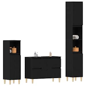 Sada koupelnového nábytku 3 pcs Černý dub Skládané dřevo a kov - obrázek 3