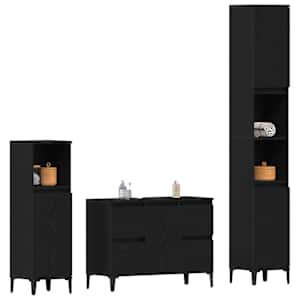 Sada koupelnového nábytku 3 pcs Černý dub Skládané dřevo a kov - obrázek 3