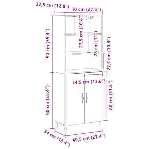 Vysoký bufet 2 pcs Černý dub 69,5 x 34 x 180 cm - obrázek 11
