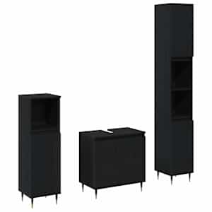 vidaXL Vannitoa m&ouml;&ouml;bleset 3 tk Must tamm 30 x 30 x 190 cm