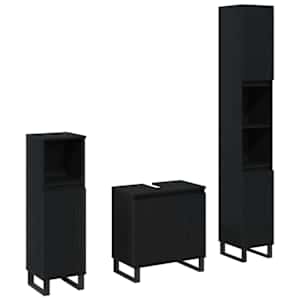Sada koupelnového nábytku 3 pcs Černý dub Skládané dřevo a kov - obrázek 2