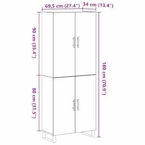 Vysoký bufet 2 pcs Černý dub 69,5 x 34 x 180 cm - obrázek 13