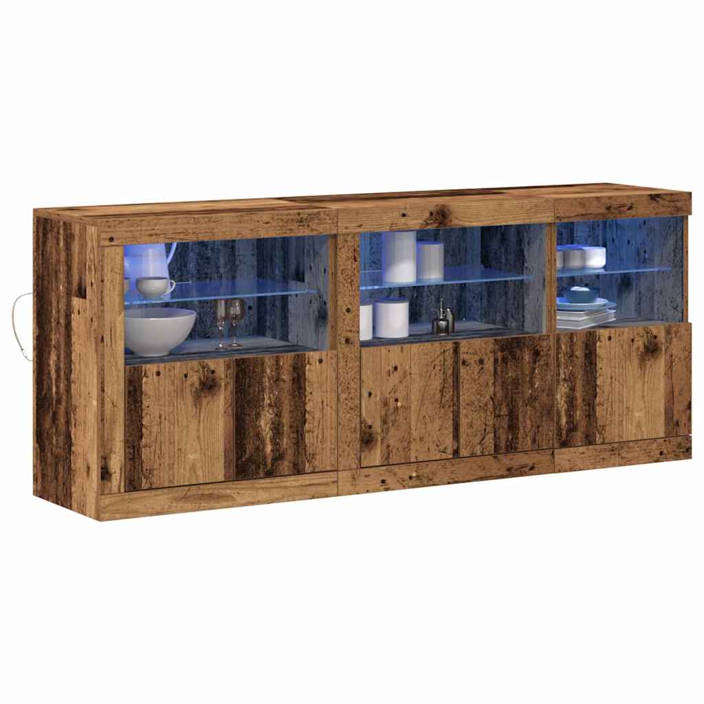 vidaXL Dressoir met LED Verlichting Oud Hout 162x37x67 cm Geengineerd Hout