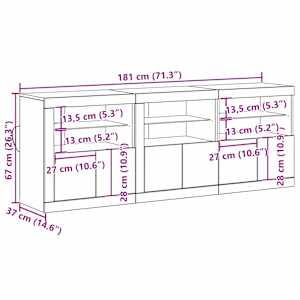 LED komoda Staré dřevo 181 x 37 x 67 cm kompozitní dřevo - obrázek 14