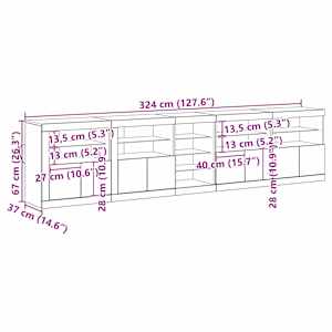 LED komoda Staré dřevo 283 x 37 x 67 cm kompozitní dřevo - obrázek 14