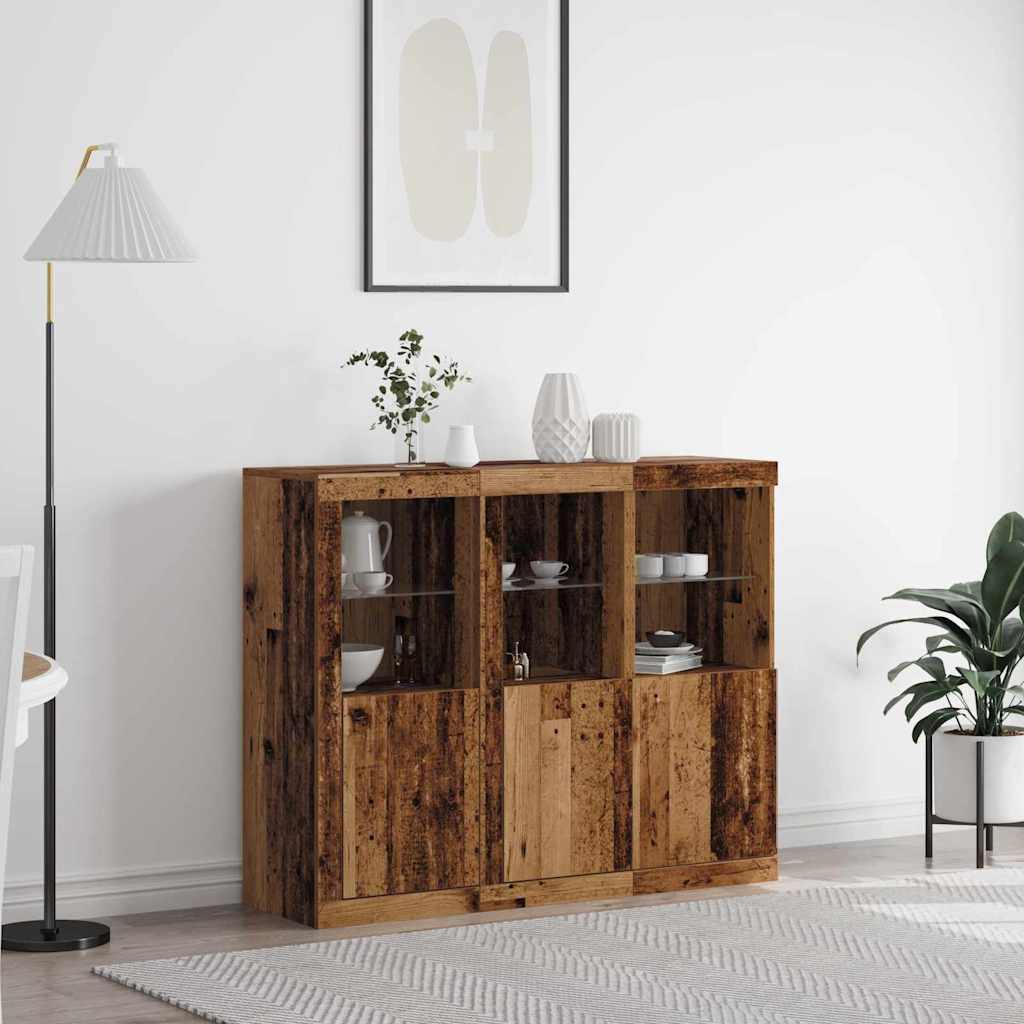 vidaXL Sideboard 3 pcs Altholz 123 x 37 x 100 cm Holzwerkstoff