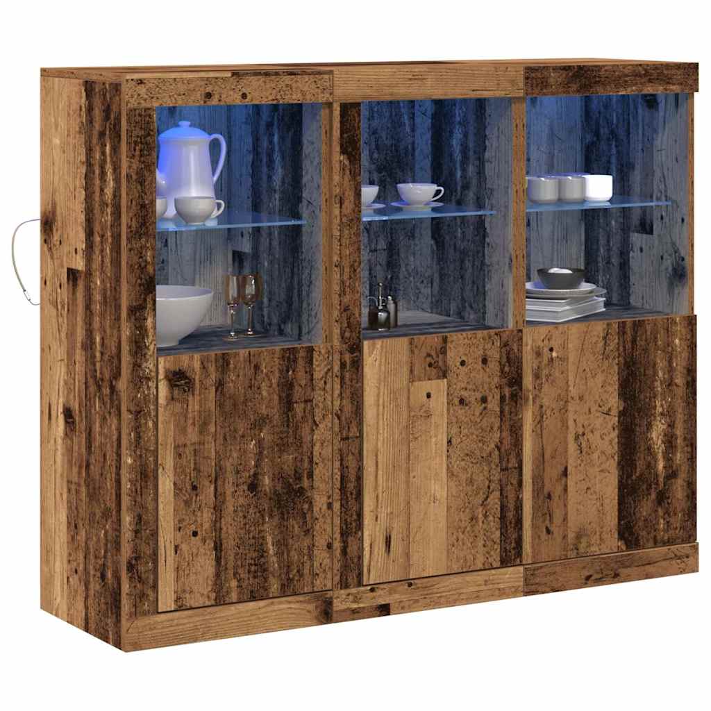 vidaXL Dressoir 3 pcs Oud hout 123 x 37 x 100 cm Bewerkt hout