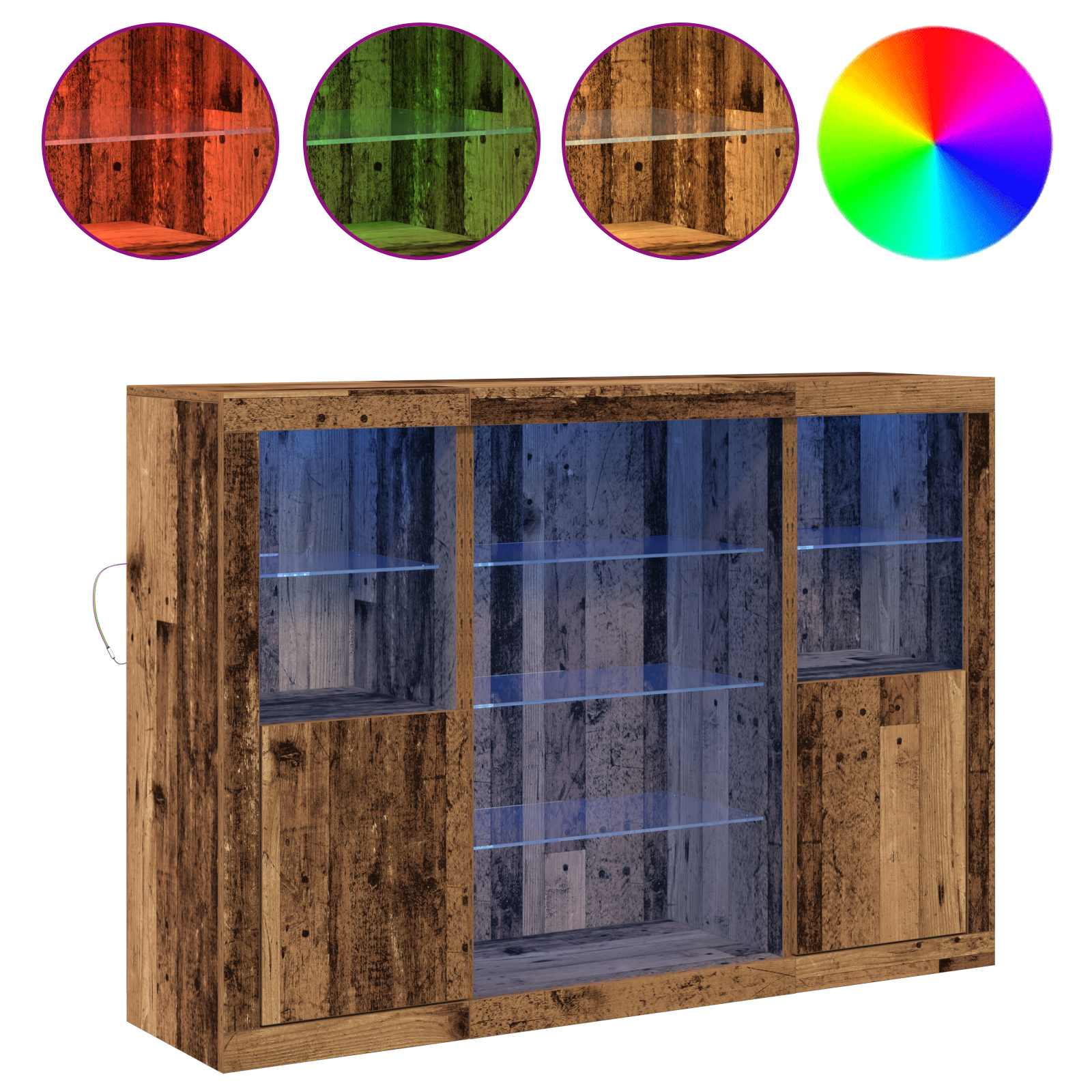 Thumbnail - vidaXL LED-Sideboard Altholz 142,5 x 37 x 100 cm Holzwerkstoff