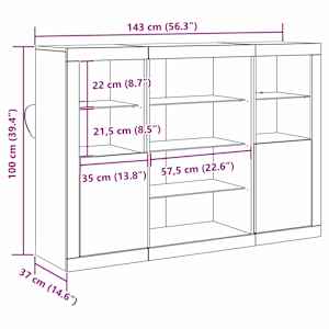 LED komoda Staré dřevo 142,5 x 37 x 100 cm kompozitní dřevo - obrázek 14