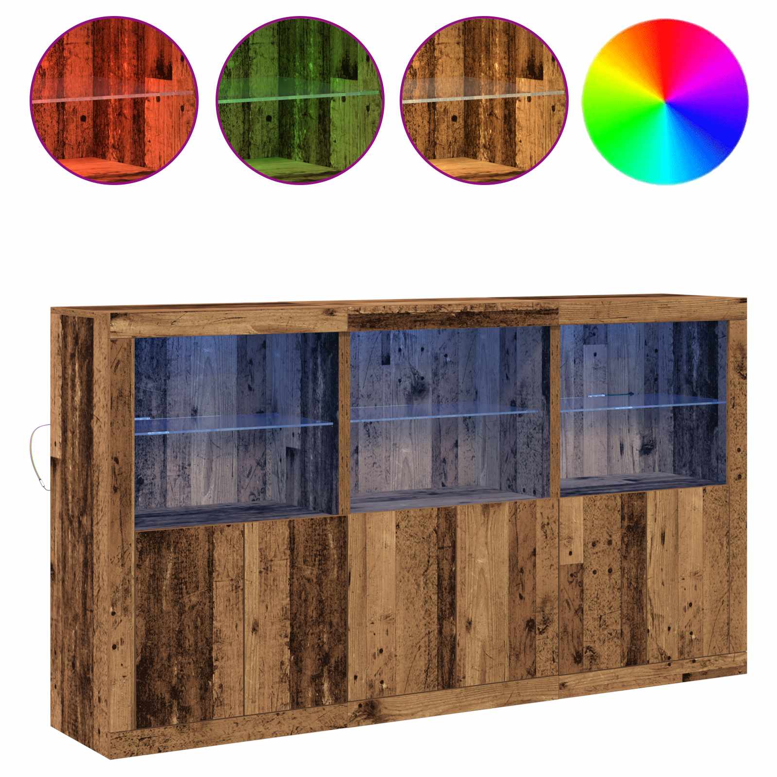 Thumbnail - vidaXL LED-Sideboard Altholz 181,5 x 37 x 100 cm Holzwerkstoff