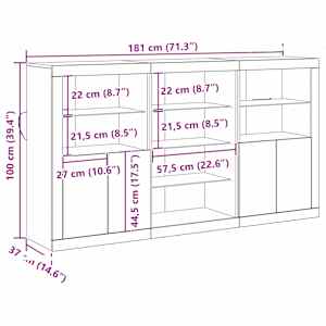LED komoda Staré dřevo 181,5 x 37 x 100 cm kompozitní dřevo - obrázek 14