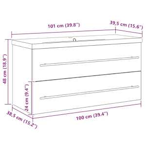 Skříňka pod umyvadlo 2 pcs Staré dřevo 100 x 38,5 x 48 cm - obrázek 11