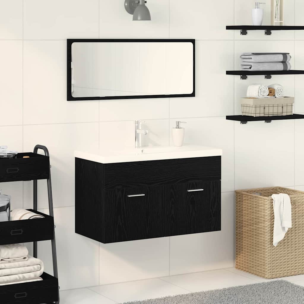 vidaXL Dulap de chiuvetă Stejar negru 80 x 38.5 x 46 cm Lemn compozit