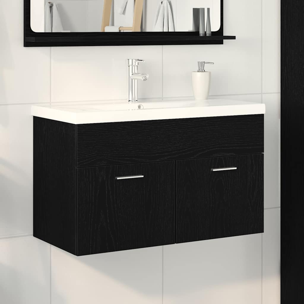 vidaXL Dulap de chiuvetă Stejar Negru 80 x 38.5 x 46 cm Lemn compozit