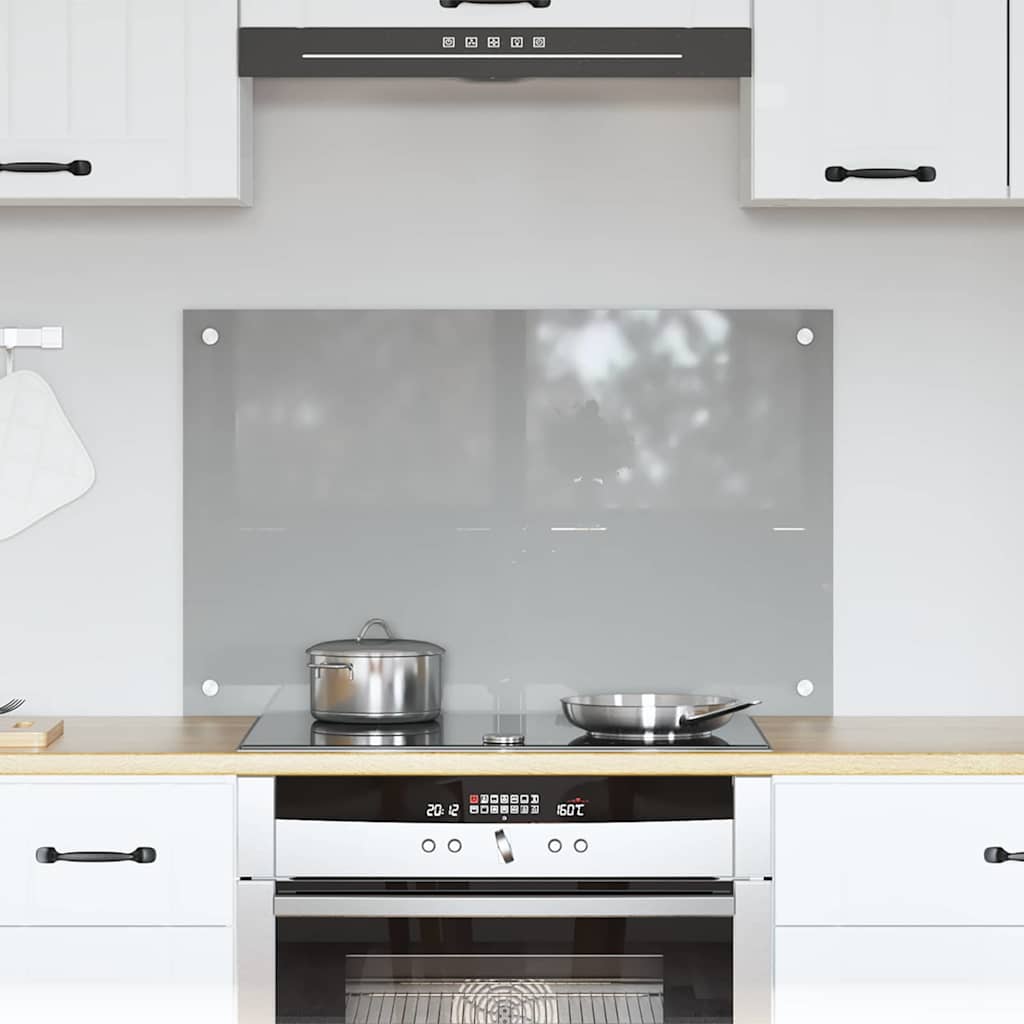 Køkken Backsplash Lys Grå 80x50x0,6 cm Tempereret Glas