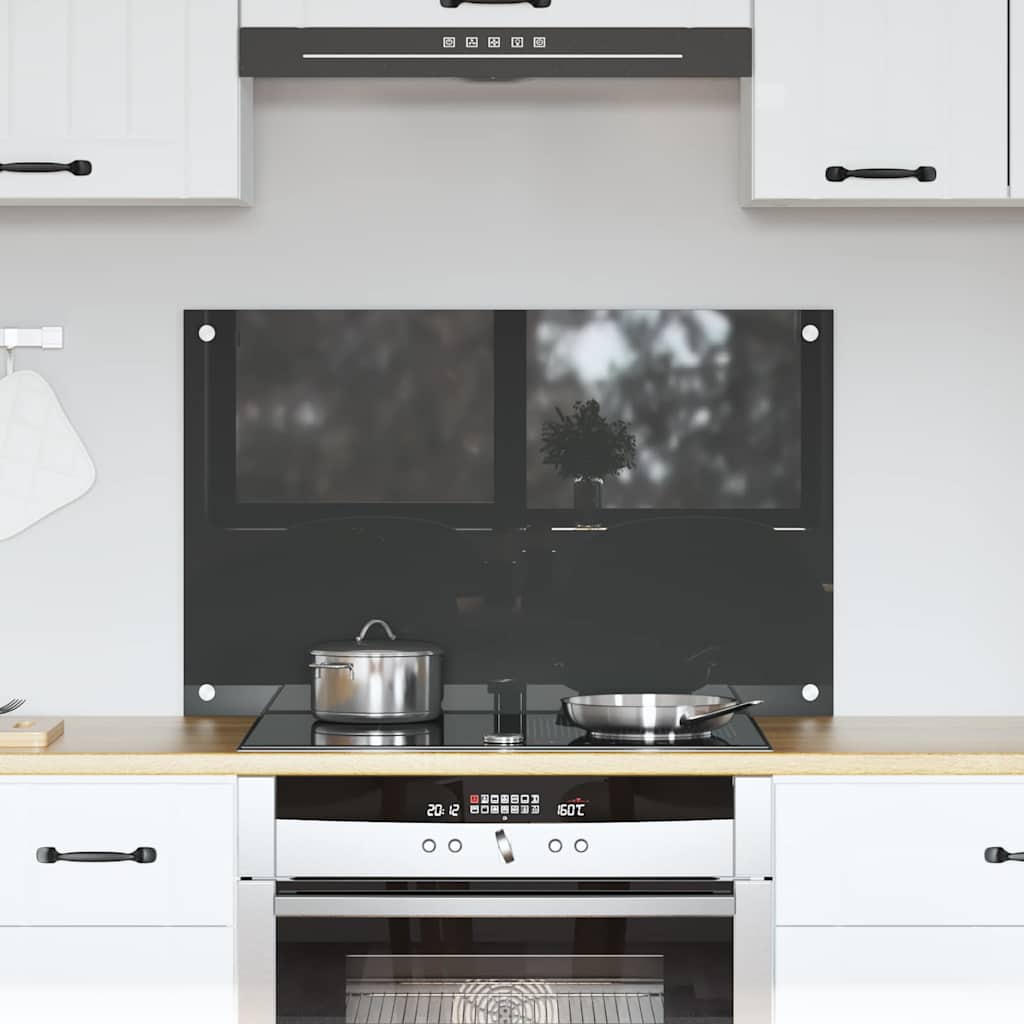 vidaXL Køkken bagvæg Mørkegrå 80 x 50 x 0.6 cm hærdet glas