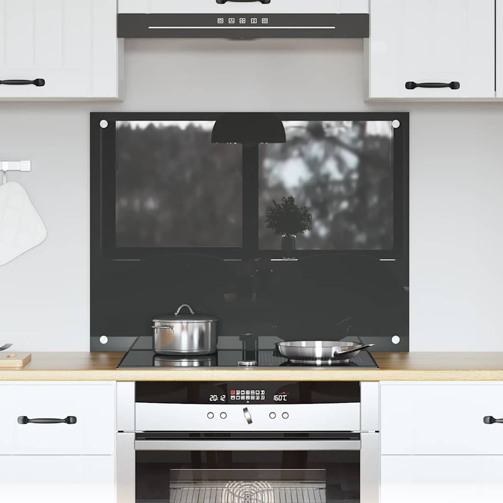 Køkken Backsplash i Mørkegrå - 80x60x0.6 cm Hærdet Glas