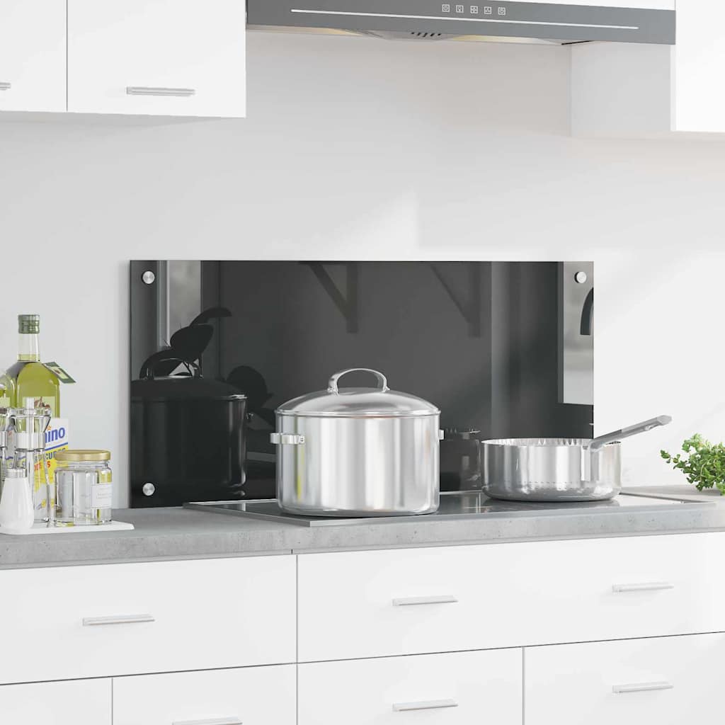 Køkken Backsplash Mørkegrå 90x40x0,6 cm Tempereret Glas