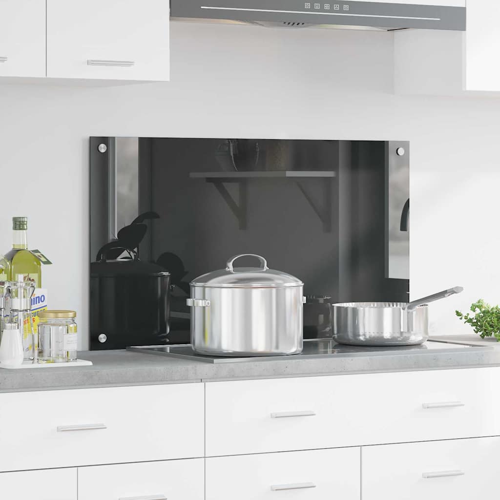 Køkken Backsplash Mørkegrå 90x50x0,6 cm Hærdet Glas
