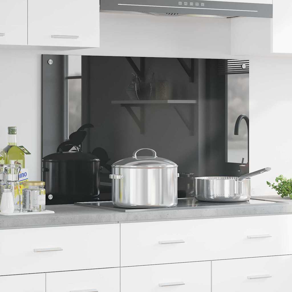 Køkken Backsplash Mørke Grå 100x60x0,6 cm Hærdet Glas