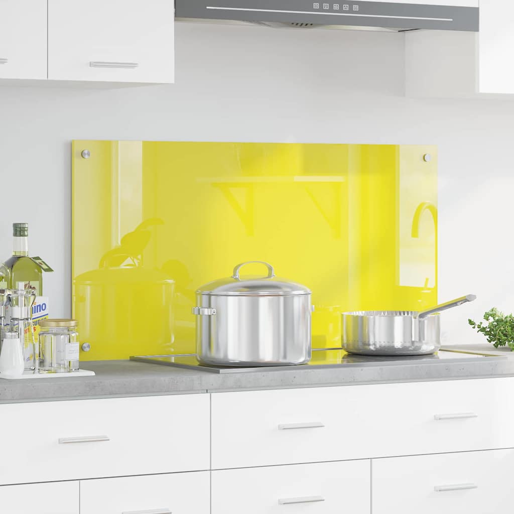 Køkken Backsplash Gul 100x50x0,6 cm Hærdet Glas