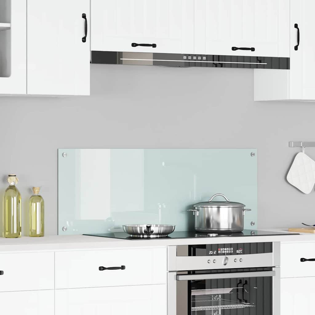 Køkken Backsplash Hvid 110x40x0,6 cm Tempereret Glas