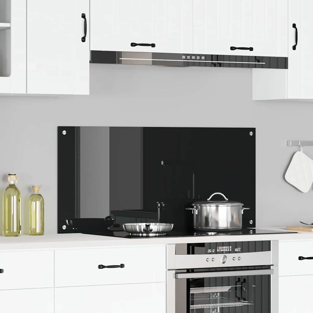 vidaXL Küchenrückwand Schwarz 110 x 50 x 0.6 cm Gehärtetes Glas